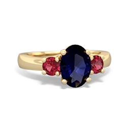 Sapphire Three Stone Oval Trellis 14K Yellow Gold ring R4024