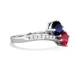 Sapphire Channel Set Two Stone 14K White Gold ring R5303