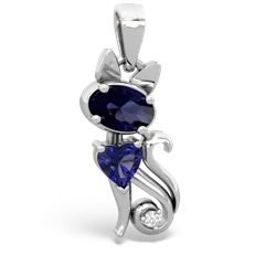 Sapphire Kitten 14K White Gold pendant P5780