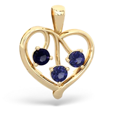 Sapphire Glowing Heart 14K Yellow Gold pendant P2233