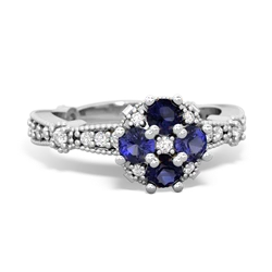 Sapphire Sparkling Tiara Cluster 14K White Gold ring R26293RD