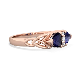 Sapphire Celtic Knot Double Heart 14K Rose Gold ring R5040