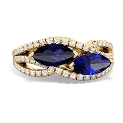 Sapphire Diamond Rivers 14K Yellow Gold ring R3070