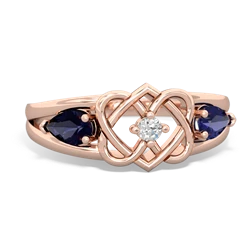 Sapphire Hearts Intertwined 14K Rose Gold ring R5880