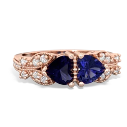 Sapphire Diamond Butterflies 14K Rose Gold ring R5601