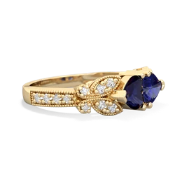 Sapphire Diamond Butterflies 14K Yellow Gold ring R5601