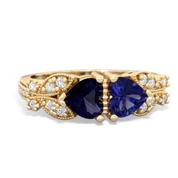 Sapphire Diamond Butterflies 14K Yellow Gold ring R5601