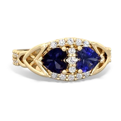 Sapphire Sparkling Celtic Knot 14K Yellow Gold ring R2645