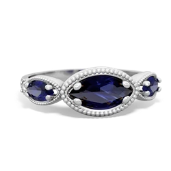 Sapphire Milgrain Marquise 14K White Gold ring R5700