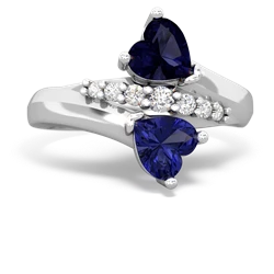 Sapphire Heart To Heart 14K White Gold ring R2064