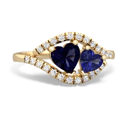 Sapphire Mother And Child 14K Yellow Gold ring R3010