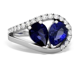 Sapphire Nestled Heart Keepsake 14K White Gold ring R5650