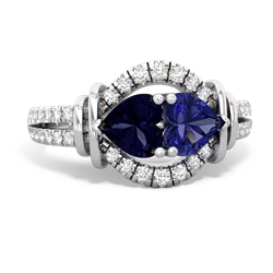 Sapphire Art-Deco Keepsake 14K White Gold ring R5630