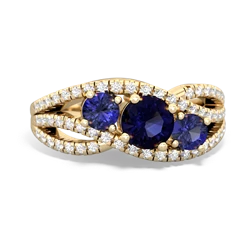 Sapphire Three Stone Aurora 14K Yellow Gold ring R3080