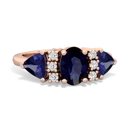 Sapphire Antique Style Three Stone 14K Rose Gold ring R2186