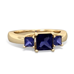 Sapphire Three Stone Trellis 14K Yellow Gold ring R4015