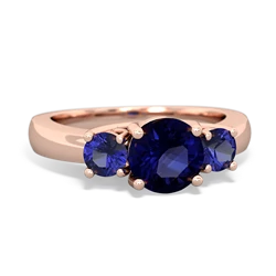 Sapphire Three Stone Round Trellis 14K Rose Gold ring R4018