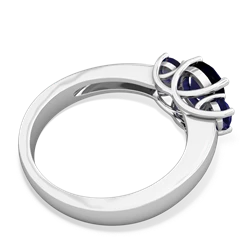 Sapphire Three Stone Round Trellis 14K White Gold ring R4018