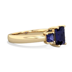 Sapphire Three Stone Emerald-Cut Trellis 14K Yellow Gold ring R4021