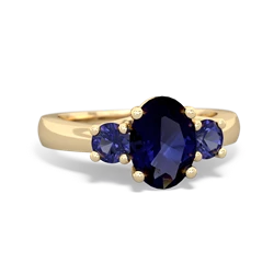 Sapphire Three Stone Oval Trellis 14K Yellow Gold ring R4024