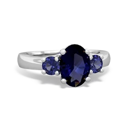 Sapphire Three Stone Oval Trellis 14K White Gold ring R4024