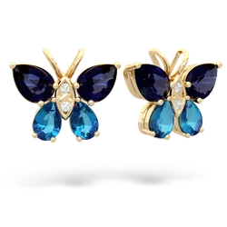 Sapphire Butterfly 14K Yellow Gold earrings E2215