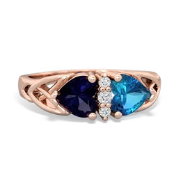 Sapphire Celtic Knot Double Heart 14K Rose Gold ring R5040