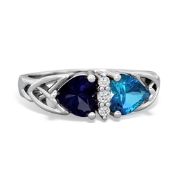 Sapphire Celtic Knot Double Heart 14K White Gold ring R5040