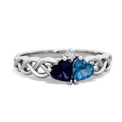 Sapphire Heart To Heart Braid 14K White Gold ring R5870