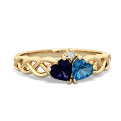 Sapphire Heart To Heart Braid 14K Yellow Gold ring R5870