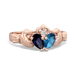 Sapphire 'Our Heart' Claddagh 14K Rose Gold ring R2388