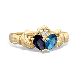 Sapphire 'Our Heart' Claddagh 14K Yellow Gold ring R2388