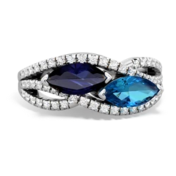 Sapphire Diamond Rivers 14K White Gold ring R3070