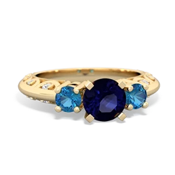 Sapphire Art Deco Eternal Embrace Engagement 14K Yellow Gold ring C2003