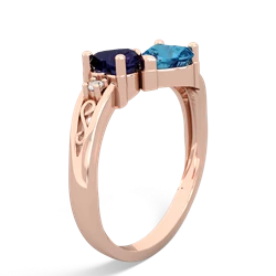 Sapphire Snuggling Hearts 14K Rose Gold ring R2178