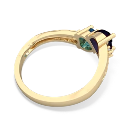 Sapphire Snuggling Hearts 14K Yellow Gold ring R2178