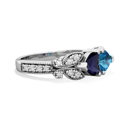 Sapphire Diamond Butterflies 14K White Gold ring R5601