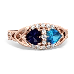 Sapphire Sparkling Celtic Knot 14K Rose Gold ring R2645