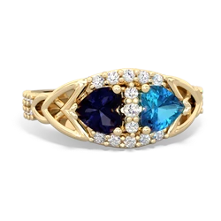 Sapphire Sparkling Celtic Knot 14K Yellow Gold ring R2645