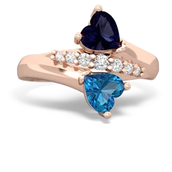 Sapphire Heart To Heart 14K Rose Gold ring R2064