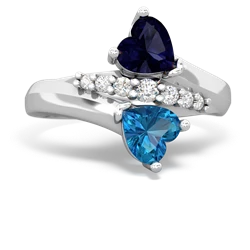 Sapphire Heart To Heart 14K White Gold ring R2064