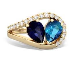 Sapphire Nestled Heart Keepsake 14K Yellow Gold ring R5650