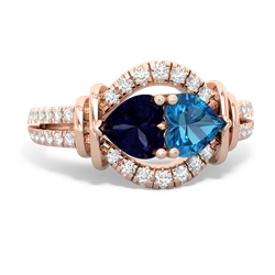 Sapphire Art-Deco Keepsake 14K Rose Gold ring R5630