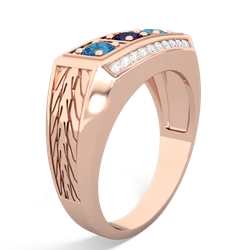 Sapphire Three Stone Tire Tread Men's 14K Rose Gold ring R0520