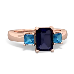 Sapphire Three Stone Emerald-Cut Trellis 14K Rose Gold ring R4021