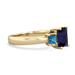 Sapphire Three Stone Emerald-Cut Trellis 14K Yellow Gold ring R4021