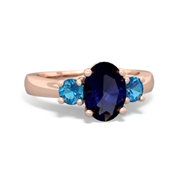 Sapphire Three Stone Oval Trellis 14K Rose Gold ring R4024