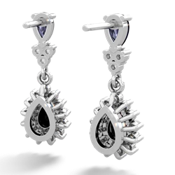 Sapphire Halo Pear Dangle 14K White Gold earrings E1882