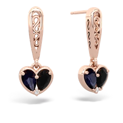 Sapphire Filligree Heart 14K Rose Gold earrings E5070