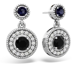 Sapphire Halo Dangle 14K White Gold earrings E5319